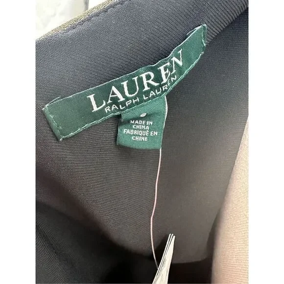 Lauren Ralph Lauren Womens Size 8 Marletta‎ Faux Wrap Sateen Dress Gold NWT $195